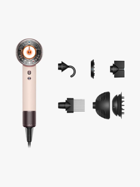Dyson Supersonic Nural Hair Dryer in branded components on a light gray background