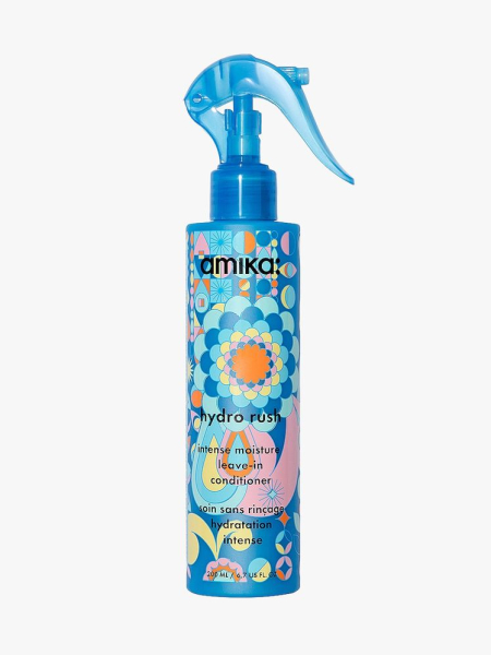 Amika Hydro Rush Intense Moisture Leave-In Conditioner in branded component on a light gray background