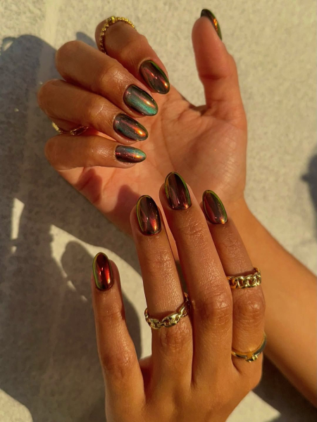 Metallic multichrome nails