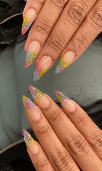 French tip watercolor nails